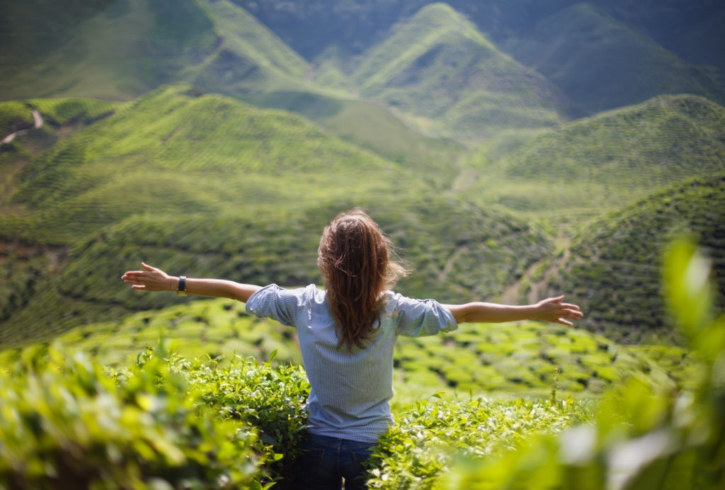 freedom girl in mountains